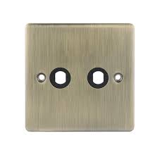 D-DP2-AB 2 Gang Dimmer Plate (No Module) Antique Brass